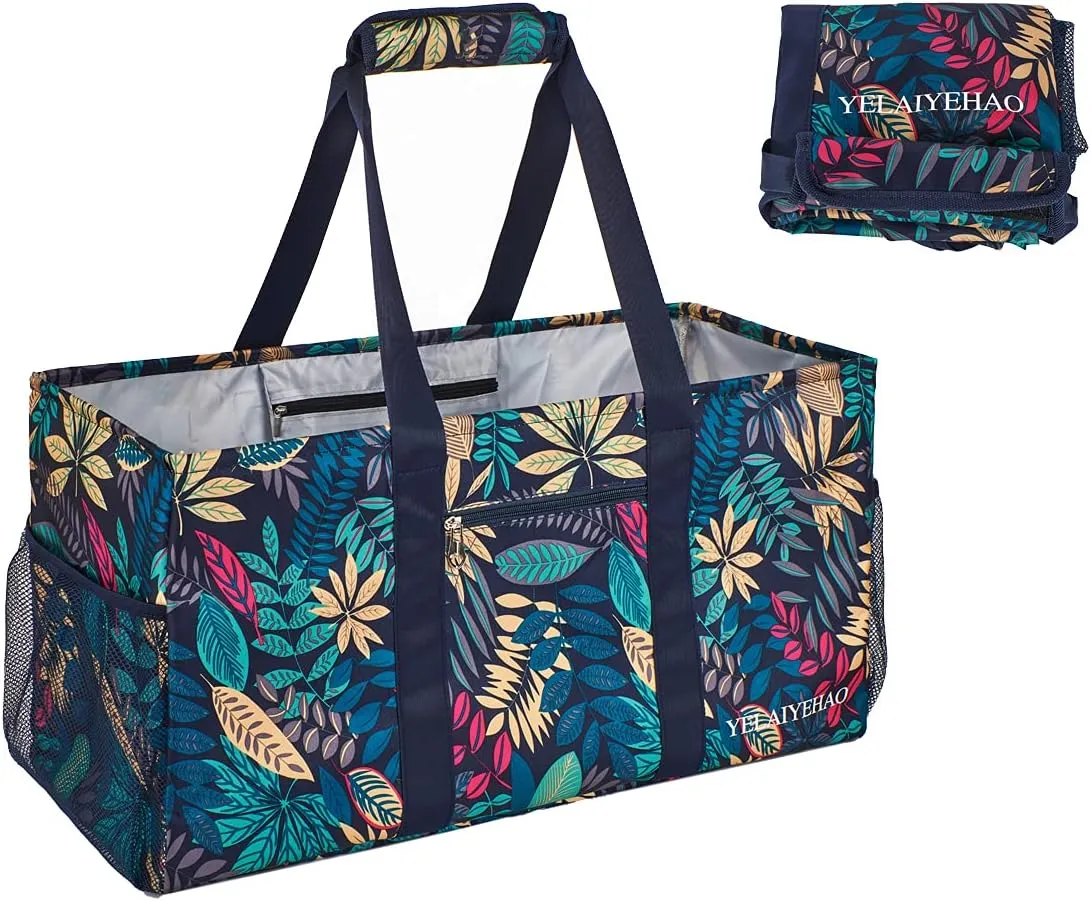 YELAIYEHAO Large Utility Tote Bag, Foldable Collapsible Tote for Storage Pool BeachShopping picnic laundry gym and Luggage